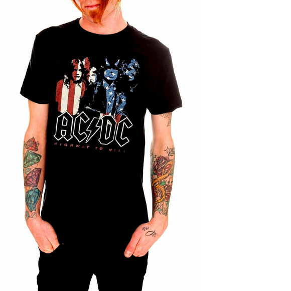 AC/DC | Shirts | Acdc Highway To Hell Usa Flag Metal Rock Official ...